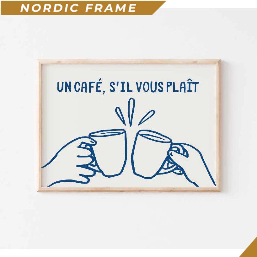 Tranh treo tường, Un Café S_il Vous Plaît, Retro Coffee Bar Print, Coffee Printable Wall Art, Coffee