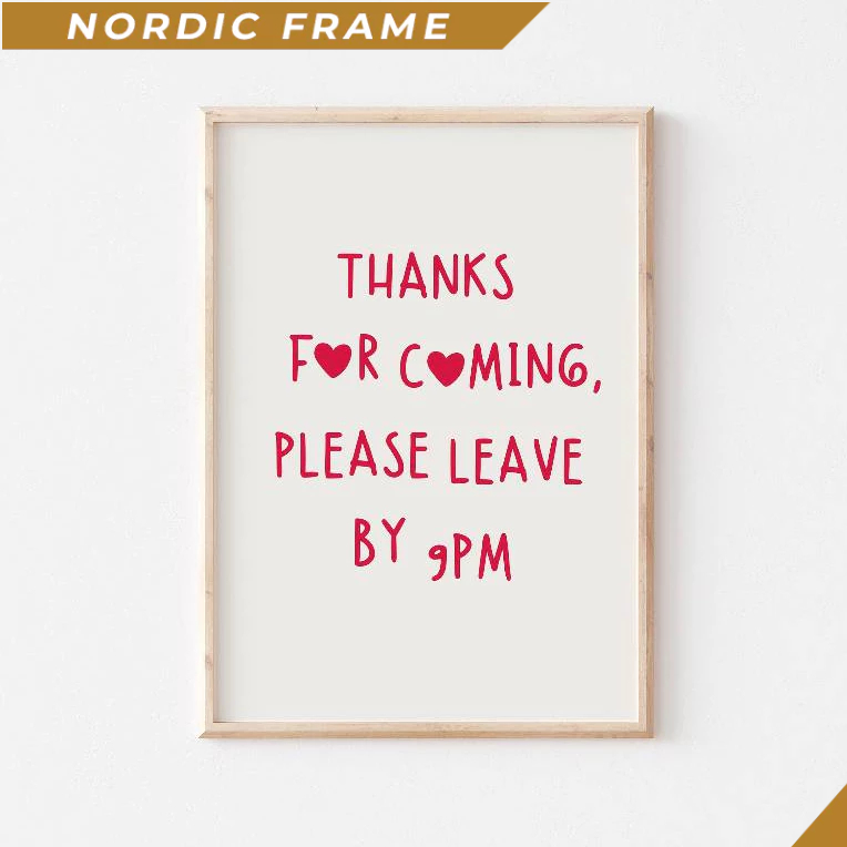 Tranh treo tường, Thanks for Coming Please Leave by 9 Pm Print, Trendy Living Room Wall Decor, Retro