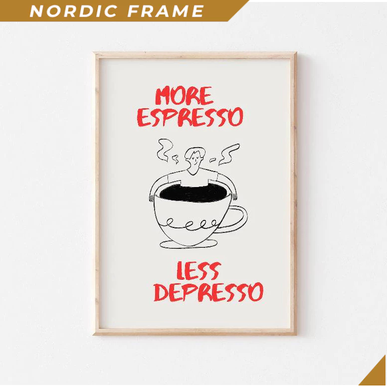 Tranh treo tường, More Espresso Less Depresso Art Print, Coffee Station Decor, Funny Coffee Bar Prin