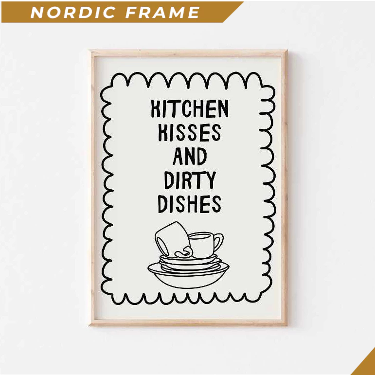 Tranh treo tường, Kitchen Kisses and Dirty Dishes, Trendy Kitchen Decor, Kitchen Quotes Art, Cute Ki