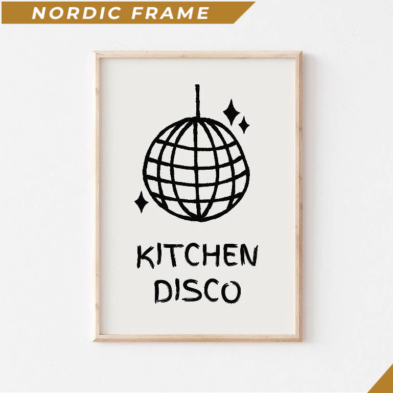 Tranh treo tường, Kitchen Disco Wall Art, Aesthetic Kitchen Wall Art, Retro Disco Ball Print, Funky 