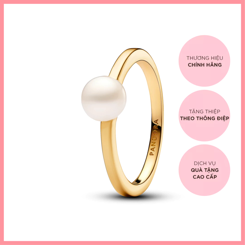 [CHÍNH HÃNG]Nhẫn Pandora Timeless Mạ Vàng 14K Đính Ngọc Trai - Vẻ Đẹp Tinh Tế
