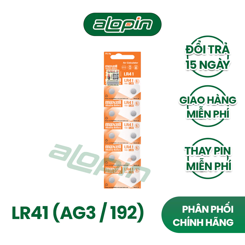 Pin Maxell Alkaline LR41 (AG3 / 192) - Chính Hãng