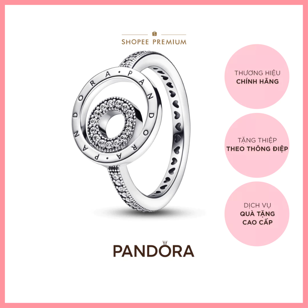 [CHÍNH HÃNG]Nhẫn Bạc Pandora Signature Hình Vòng Tròn Khắc Chữ