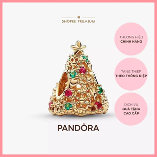 Charm Pandora Moments Mạ Vàng 14k Hình Cây Thông Đính Đá Nhiều Màu
