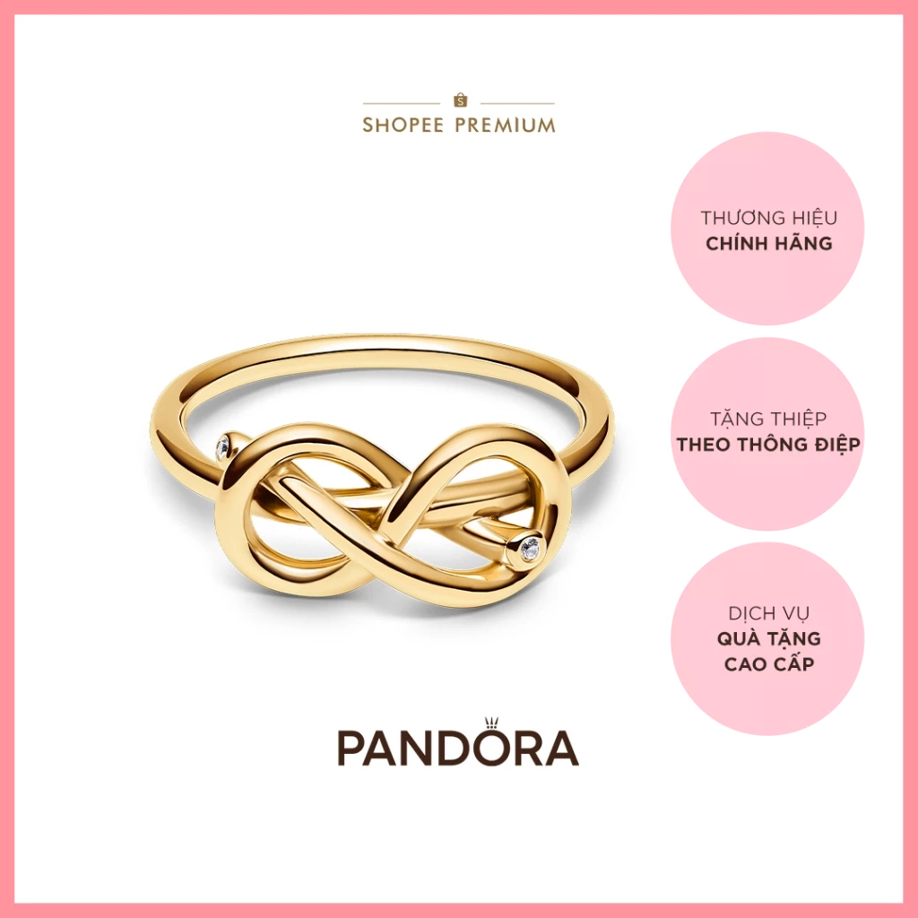 [CHÍNH HÃNG]Nhẫn Pandora Mạ Vàng 14K Nút Thắt Vô Cực