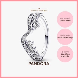 Nhẫn Bạc Pandora Timeless Gợn Sóng Đính Đá