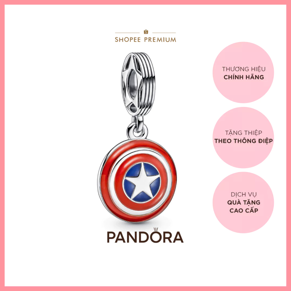 [CHÍNH HÃNG]Charm Bạc Marvel x Pandora Captain America - Khiên Chính Nghĩa