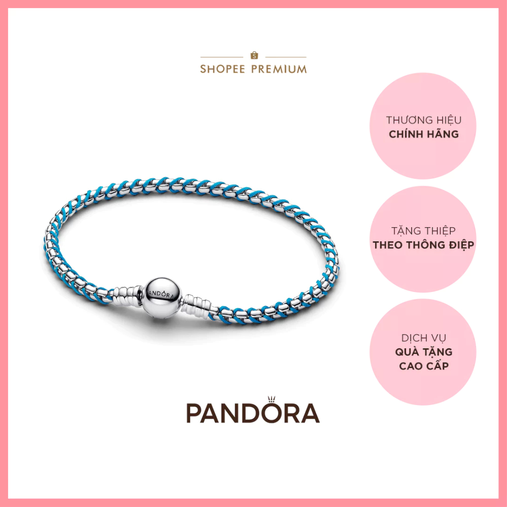[CHÍNH HÃNG]Vòng Tay Pandora Bạc Xoắn Xanh Dương 593816C01