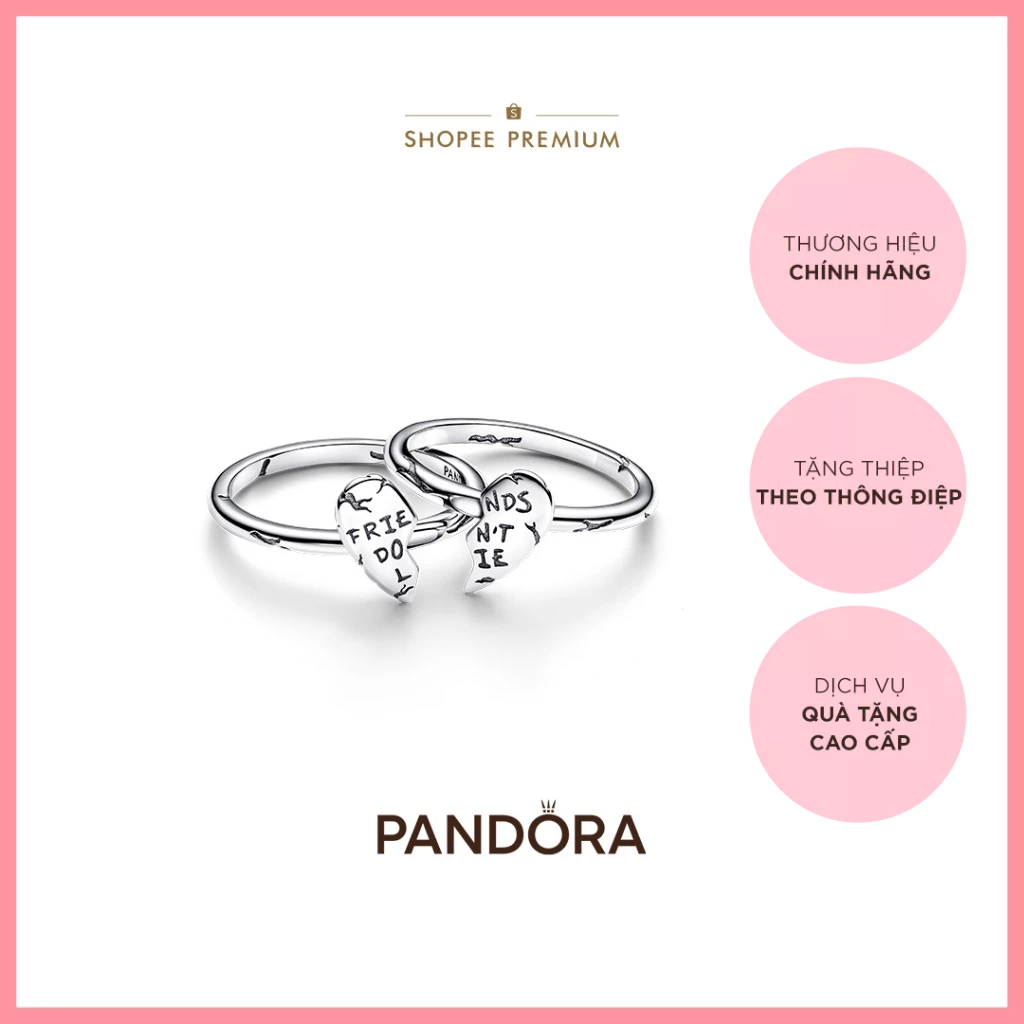 [CHÍNH HÃNG]Nhẫn Stranger Things x Pandora "Friends Don't Lie" Trái Tim Tách Đôi