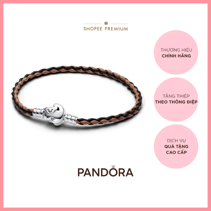 [CHÍNH HÃNG]Vòng Tay Disney x Pandora Dây Da Khóa Vua Sư Tử Màu Nâu