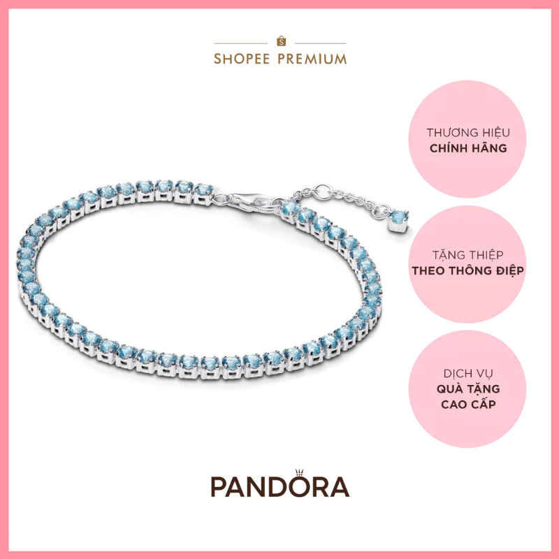 [CHÍNH HÃNG]Vòng Tay Pandora Tennis Bạc Đính Đá Sắc Xanh Bầu Trời