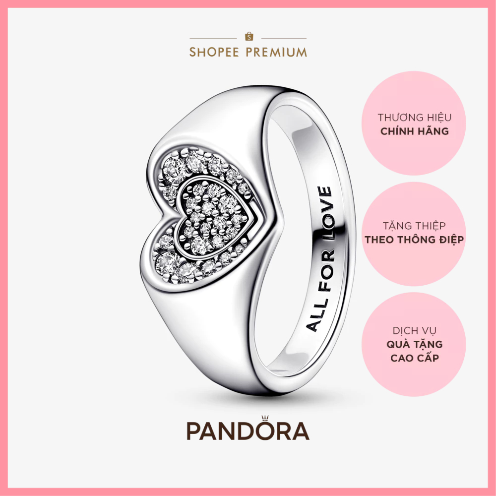 [CHÍNH HÃNG]Nhẫn Bạc Pandora Moments Mặt Trái Tim Đính Đá