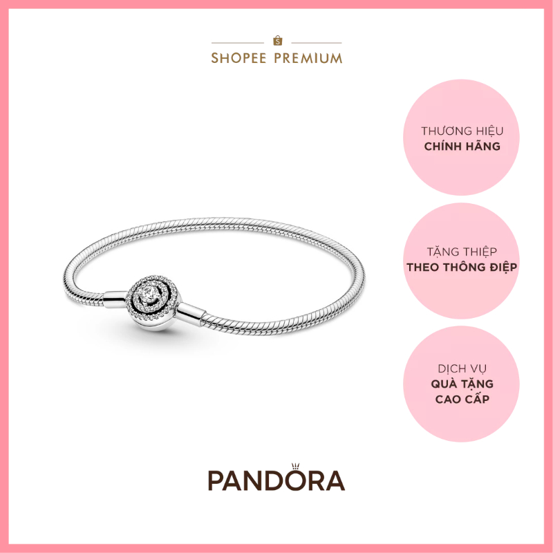 [CHÍNH HÃNG]Vòng Tay Bạc Pandora Moments Dạng Chuỗi Khóa Halo