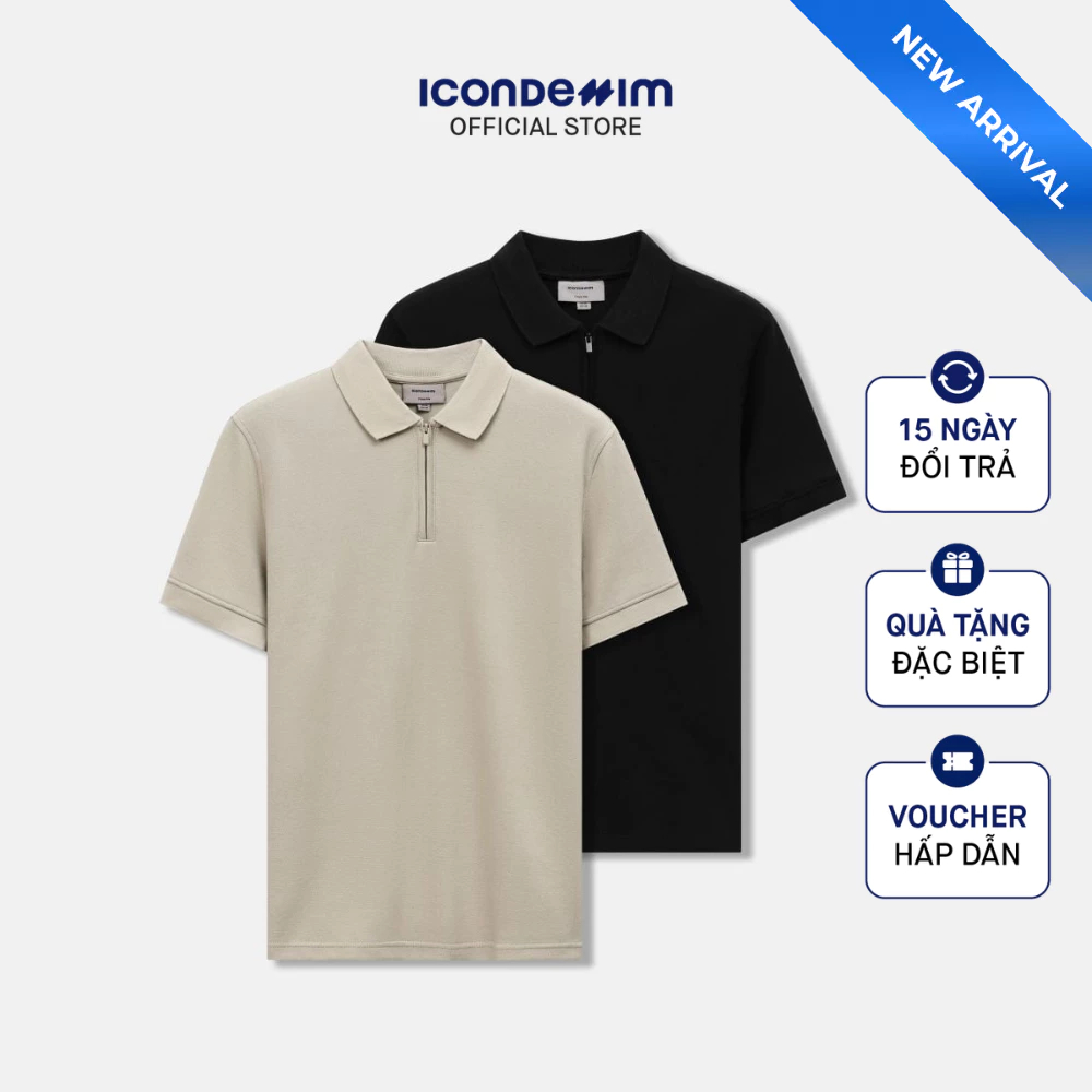 Áo Polo Nam ICONDENIM Quarter Zip Form Regular PLID0281