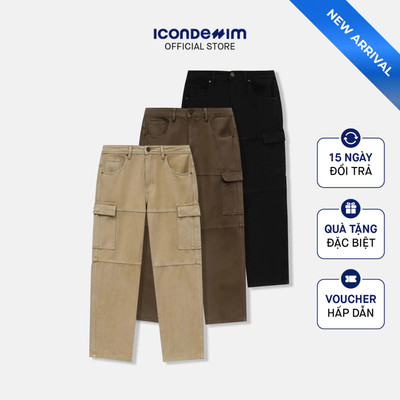 Quần Cargo ICONDENIM Washed Khaki QKID0054
