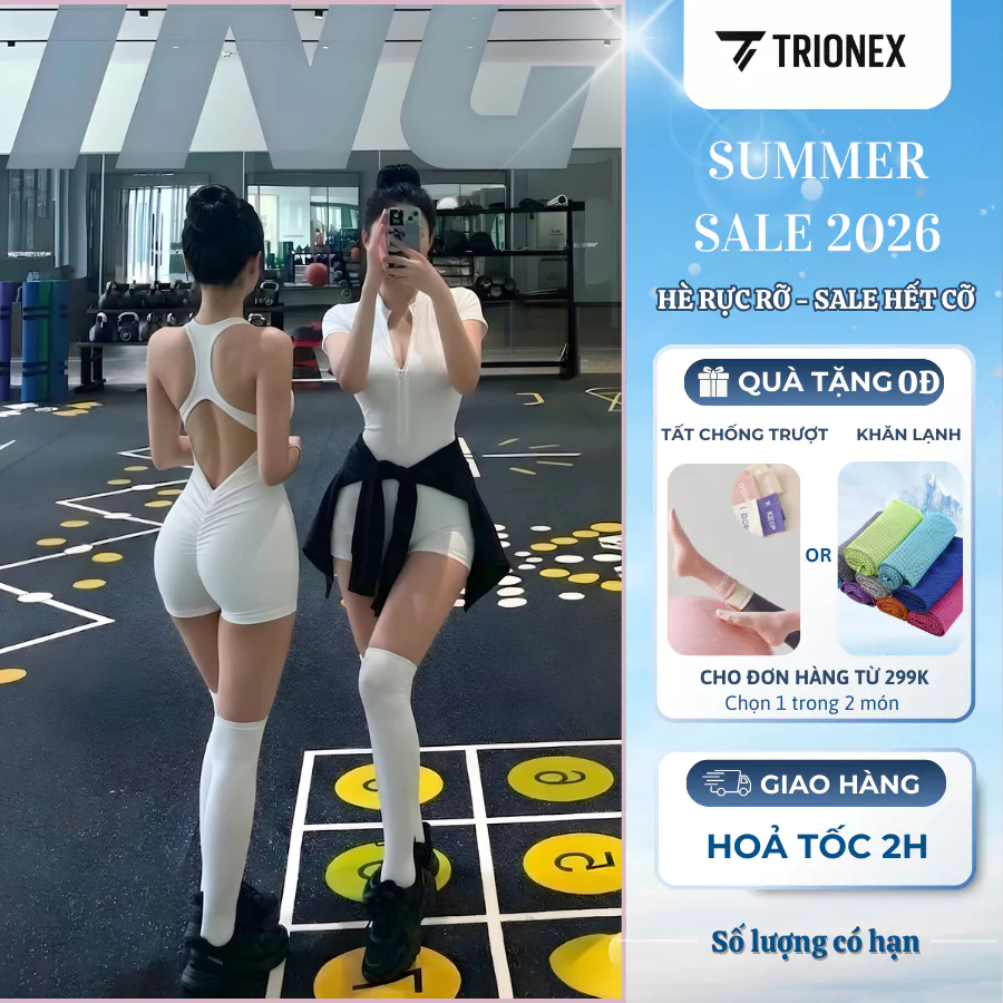 [Xả kho giá hời] Đồ tập gym TRIONEX, bodysuit nữ định hình body, set đồ tập thể thao gym & yoga co g