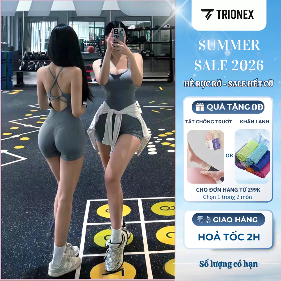 [K113-Loại đẹp] Jumpsuit Nữ Sang Chảnh TRIONEX Sẵn Mút, Set Thể Thao Nữ Liền Thân Tập Gym Yoga | BigBuy360 - bigbuy360.vn