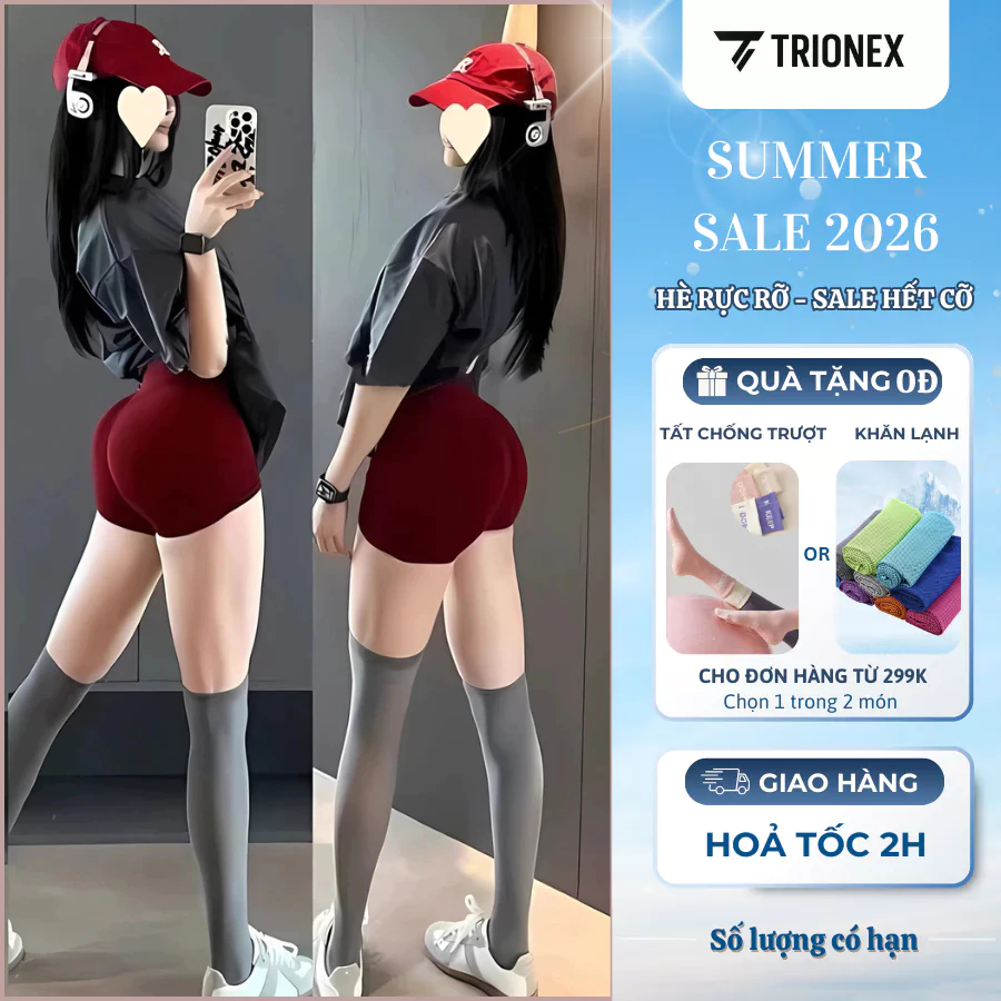 [K169] Quần đùi cạp cao tập Gym, Yoga, Zumba, Aerobic, PickleBall Chạy bộ nữ TRIONEX