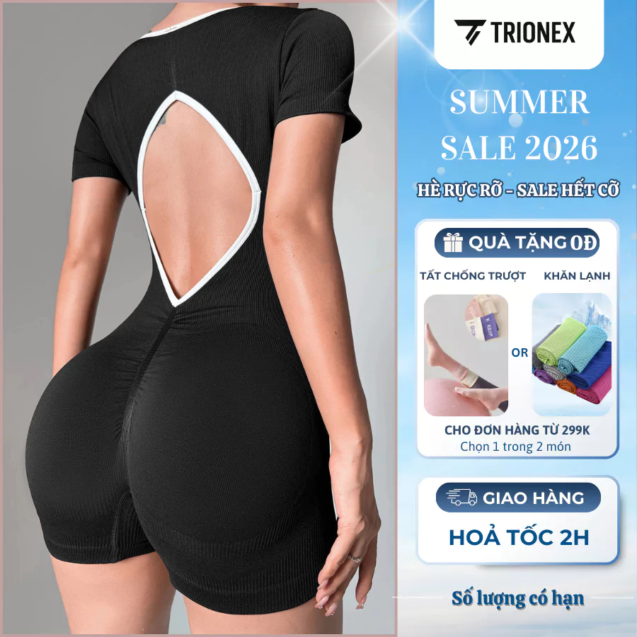 [K181] Set bộ tập thể thao TRIONEX, Jumpsuit Nữ Sang Chảnh, Khoét Lưng Tập Gym,Yoga