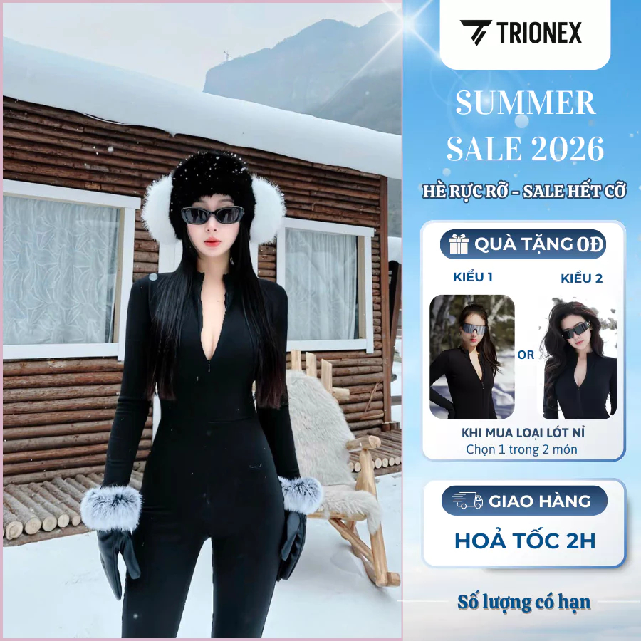 [Lót nỉ] Jumpsuit nữ sang chảnh TRIONEX, bodysuit nữ định hình, phù hợp thời tiết lạnh, đi miền núi, tuyết