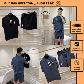 Bộ Quần Áo Cộc Nam Bồ Nhá Bản Họa Tiết Thêu Nổi Dày Dặn Siêu Nét_Bộ Quần Đùi Hè Quần Nỉ Chân Cua Đứng Fom Scap