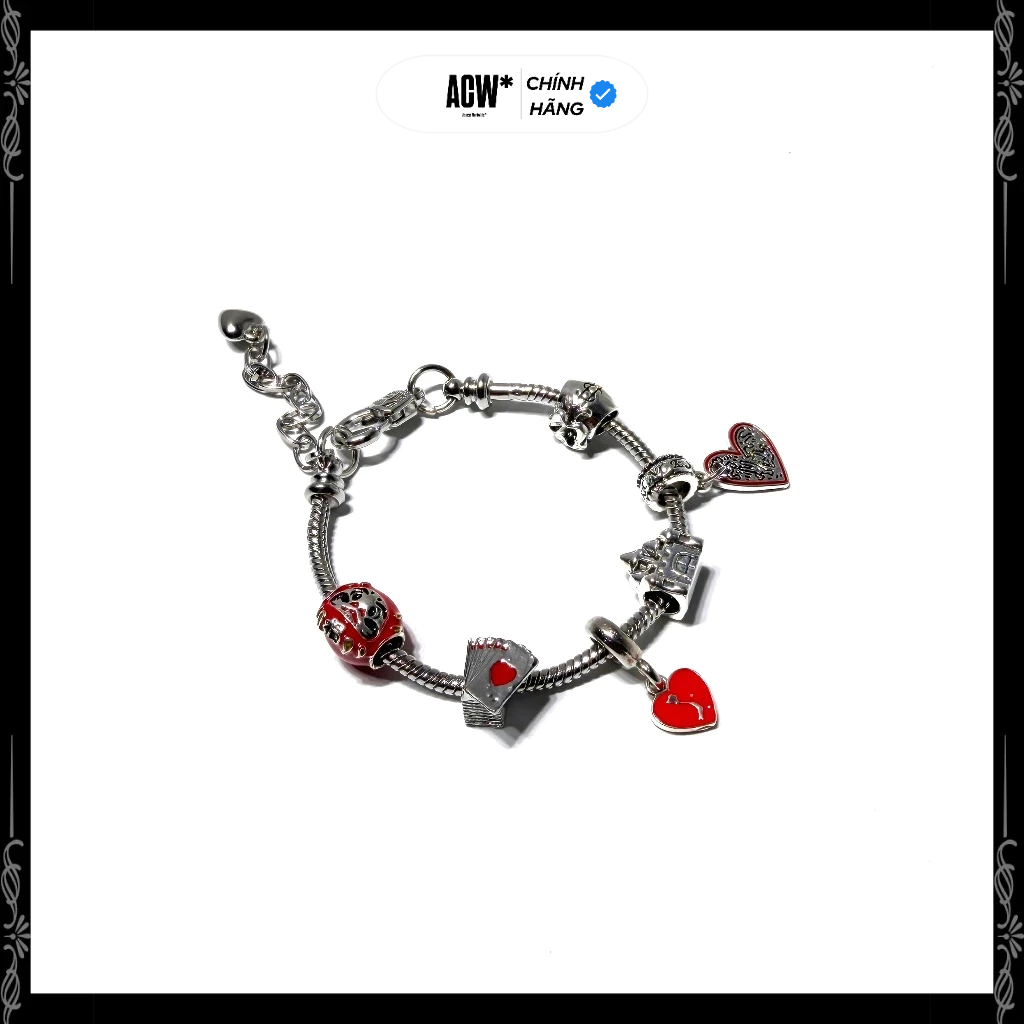 Vòng Tay Charm Cờ Việt Nam Mạ Bạc S925 – Vòng Tay Charm Thép Không Gỉ 6 Charm Access Workshop, Unise