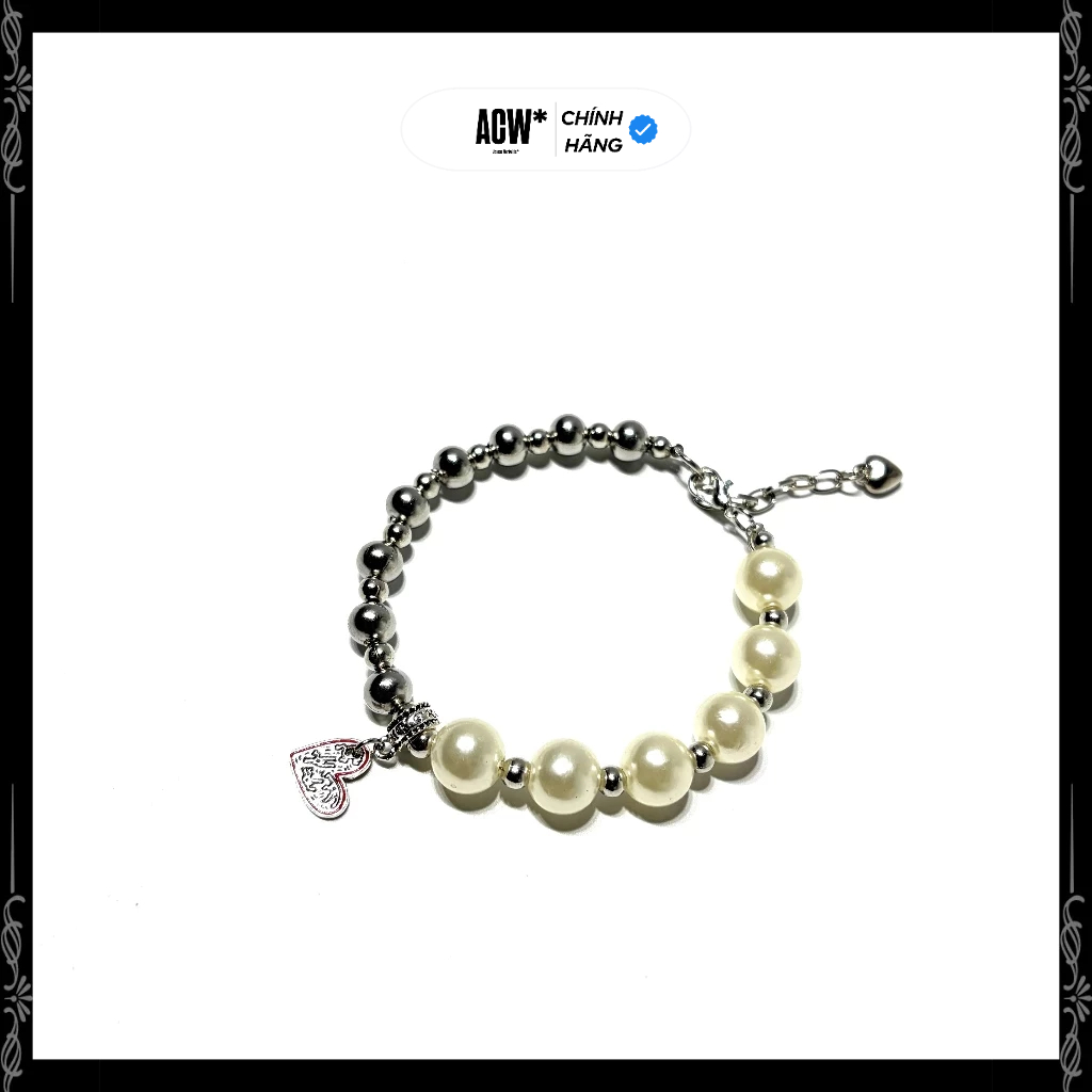Vòng Tay Ngọc Trai Charm Trái Tim Bạc Twisted Love – Access Workshop Vòng Tay Thép Không Gỉ Unisex N