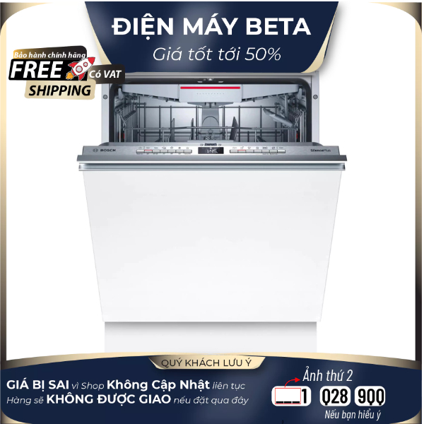 Máy rửa bát âm toàn phần Bosch SMV4HCX48E Rửa sạch thông minh – Vận hành êm ái – Âm tủ tinh tế