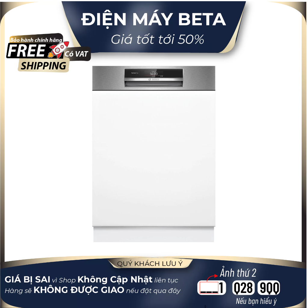 Máy rửa bát bán âm Bosch SMI8ZDS81T – Serie 8 Đỉnh cao Zeolith® Plus – Rửa sạch sâu – Sấy khô hoàn hảo
