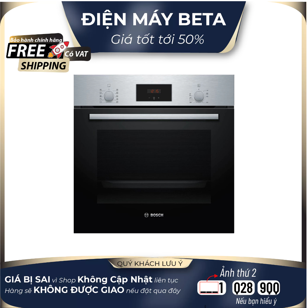 Lò Nướng Âm Tủ BOSCH HBF512BS1H SERIE 2 66L - Mặt Kính Inox Cao Cấp Nướng Đa Năng