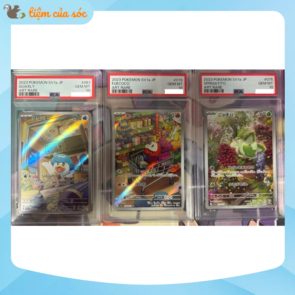 [PSA10] Set 3 thẻ bài Pokemon TCG Quaxly, Fuecoco, Sprigatito AR sv1a chính hãng tiếng Nhật PSA 10