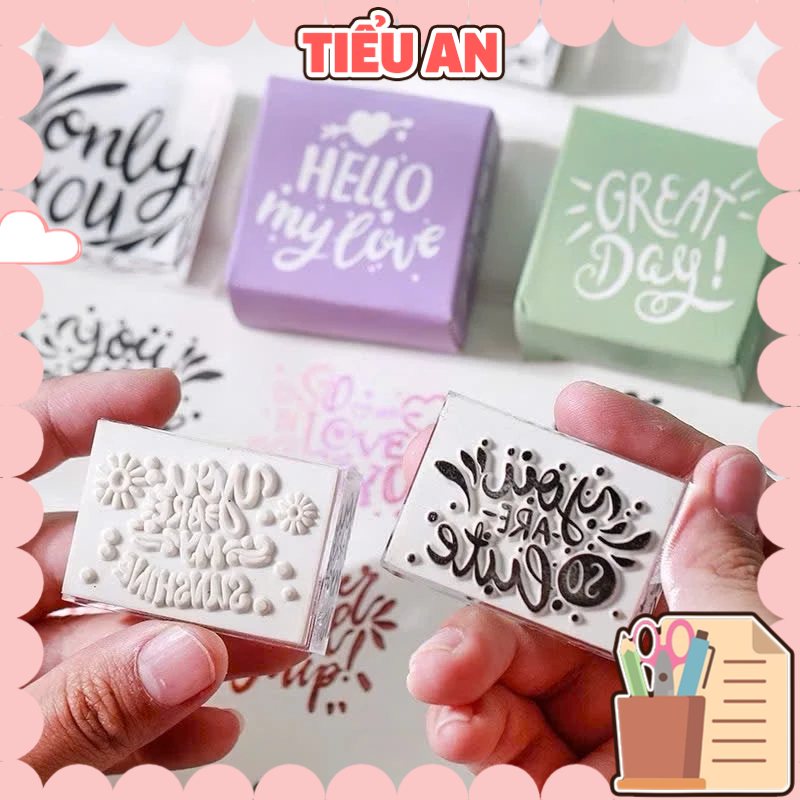 Con dấu gỗ làm sổ trang trí planner kiểu dáng note