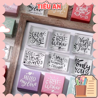 Con dấu gỗ làm sổ trang trí planner kiểu dáng note