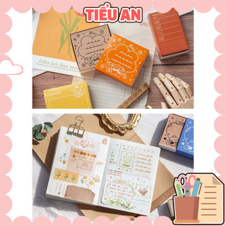 Con dấu gỗ làm sổ trang trí planner kiểu dáng note