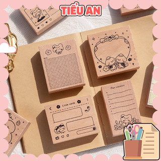 Con dấu gỗ làm sổ trang trí planner kiểu dáng note