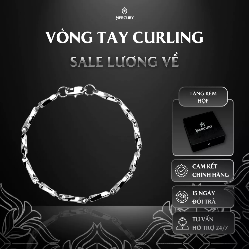 Vòng tay nam/nữ Mercury Curling - Trang sức, phụ kiện thời trang đeo tay - Thiết kế basic dễ phối đồ
