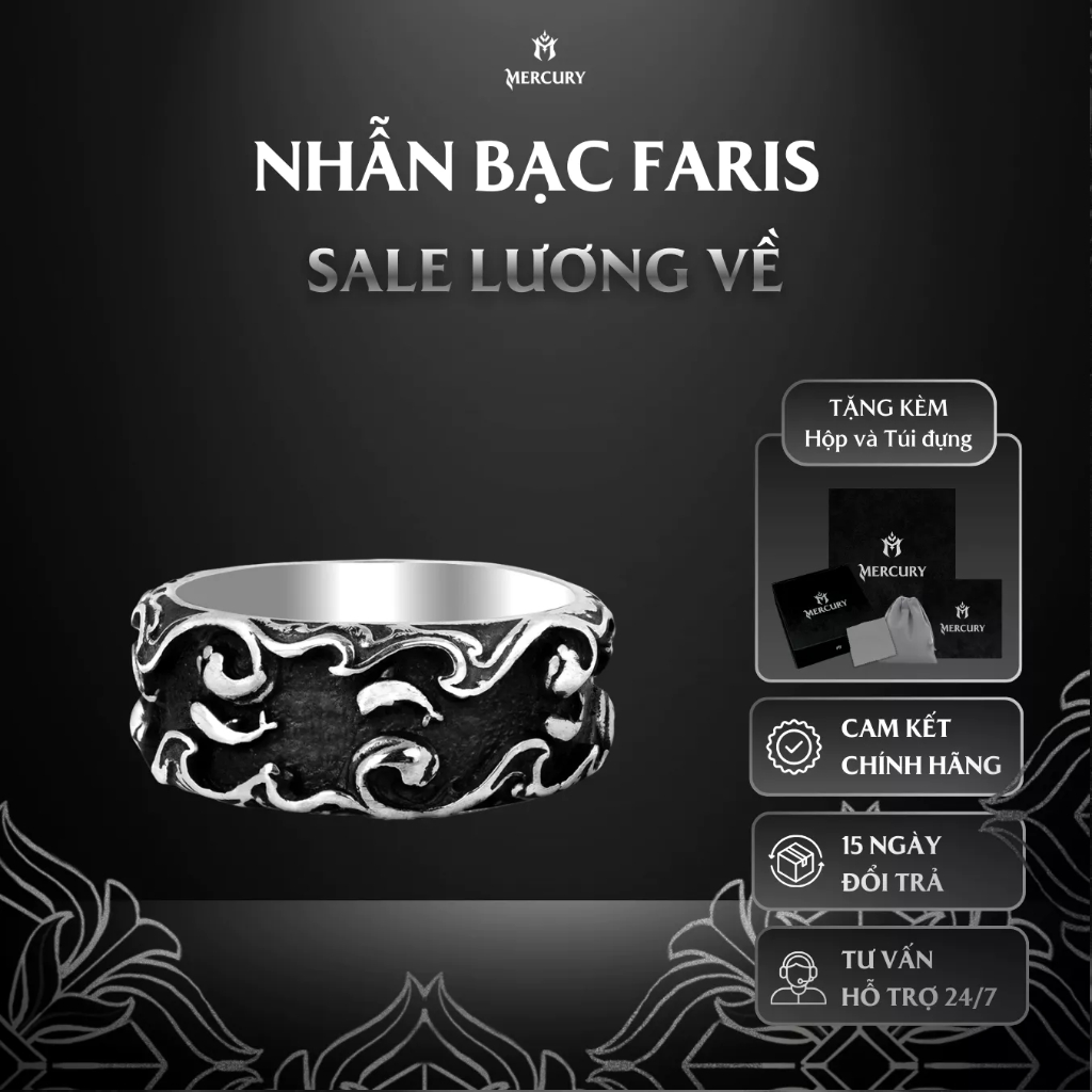 Nhẫn Bạc nam 925 Mercury Faris - Trang sức Bạc 925 đúc nguyên khối - Thiết kế độc quyền bởi Mercury