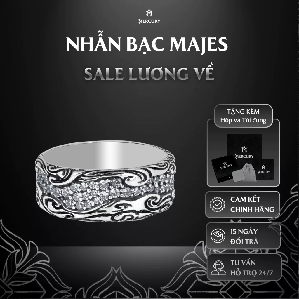 Nhẫn Bạc nam 925 Mercury Majes - Trang sức Bạc 925 đúc nguyên khối - Thiết kế độc quyền bởi Mercury