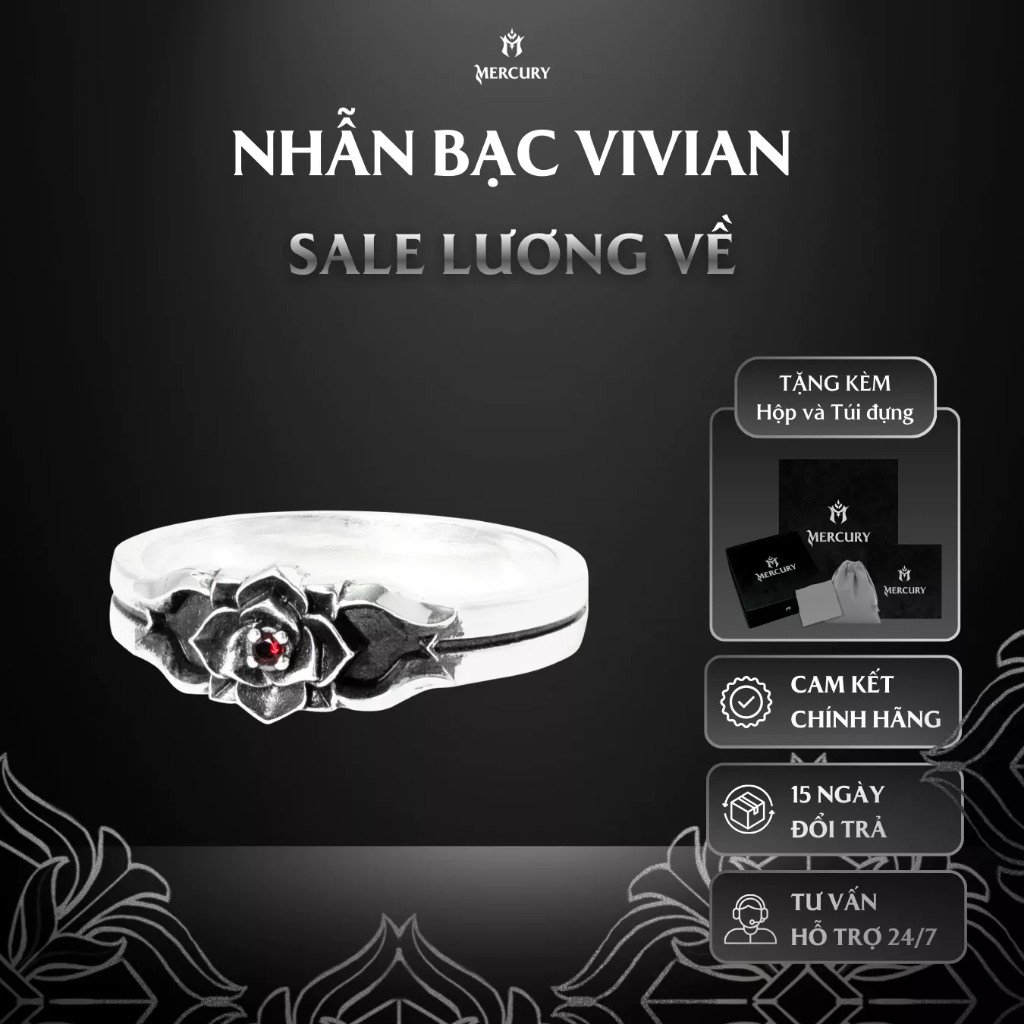 Nhẫn Bạc nam,nữ 925 Mercury Vivian - Trang sức Bạc 925 cao cấp-Thiết kế độc quyền bởi Mercury