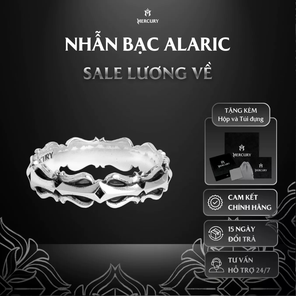 Nhẫn Bạc nam,nữ 925 Mercury Alaric - Trang sức Bạc 925 cao cấp-Thiết kế độc quyền bởi Mercury