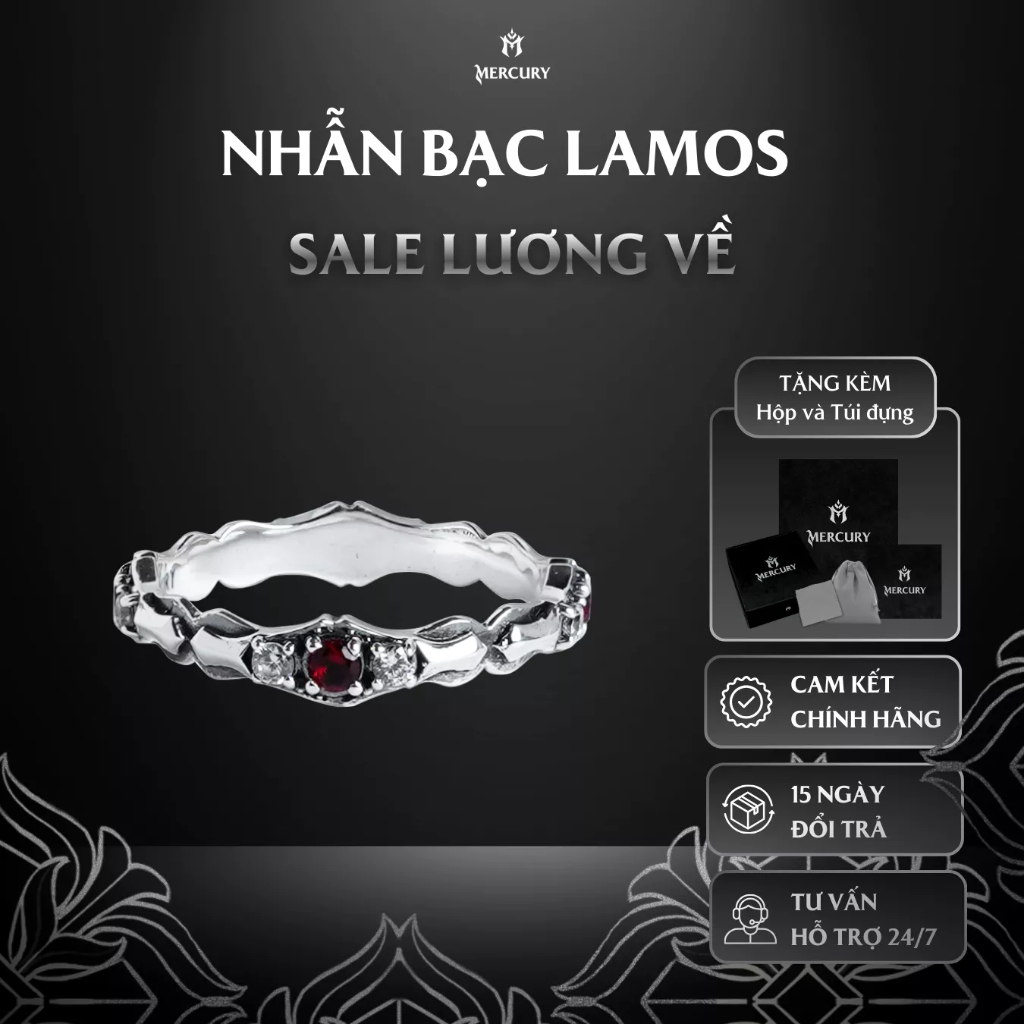Nhẫn Bạc nam,nữ 925 Mercury Lamos - Trang sức Bạc 925 cao cấp-Thiết kế độc quyền bởi Mercury