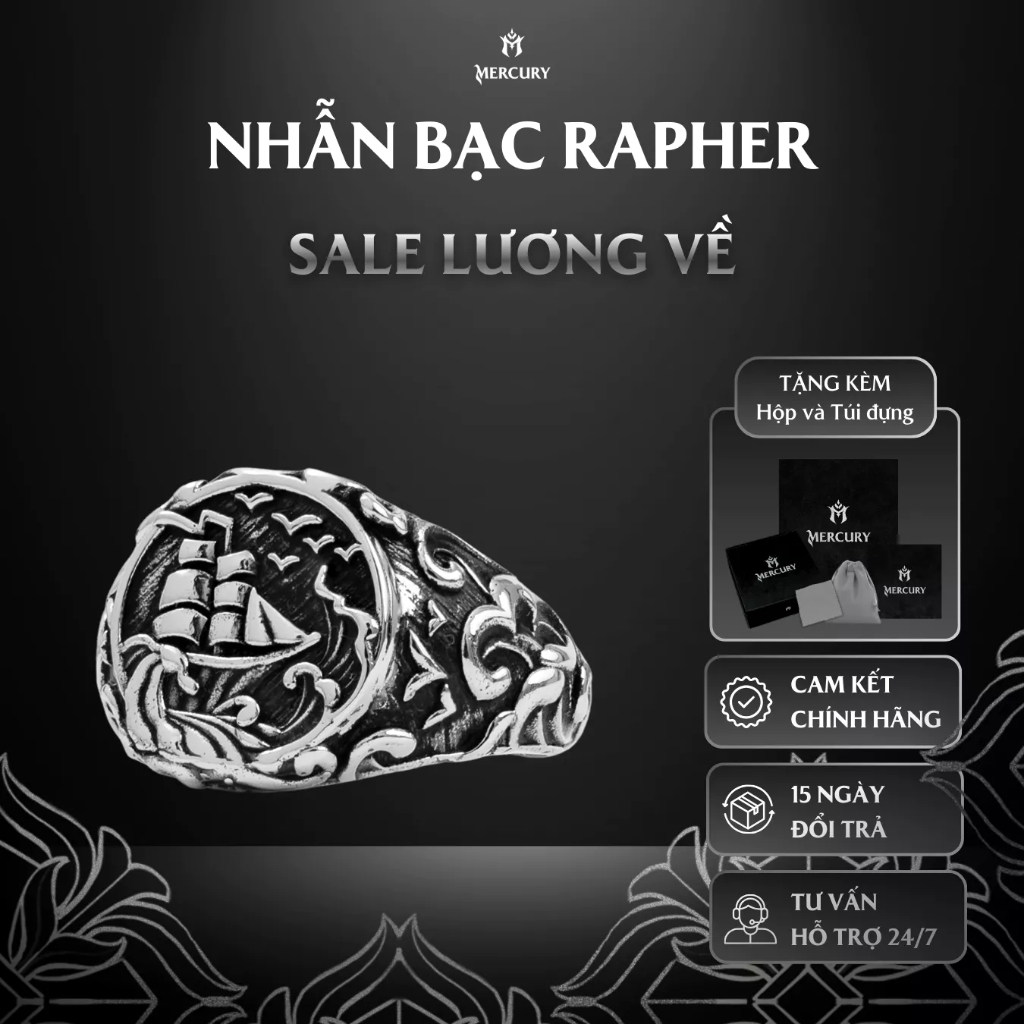 Nhẫn Bạc nam 925 Mercury Cliff - Trang sức Bạc 925 đúc nguyên khối - Thiết kế độc quyền Mercury