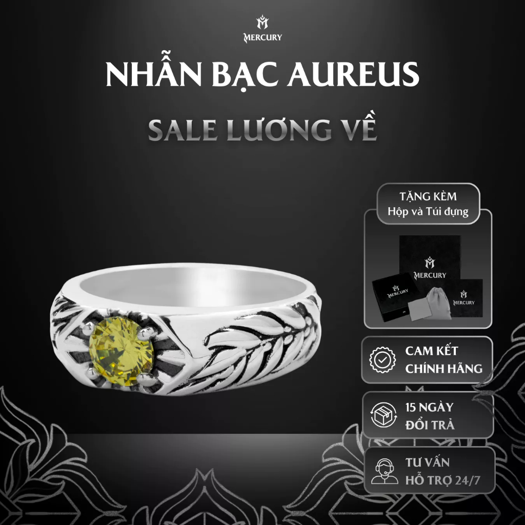 Nhẫn Bạc nam, nữ 925 Mercury Aureus -Trang sức Bạc 925 Mecury, Nhẫn Bạc 925 - Họa tiết thần Apolo