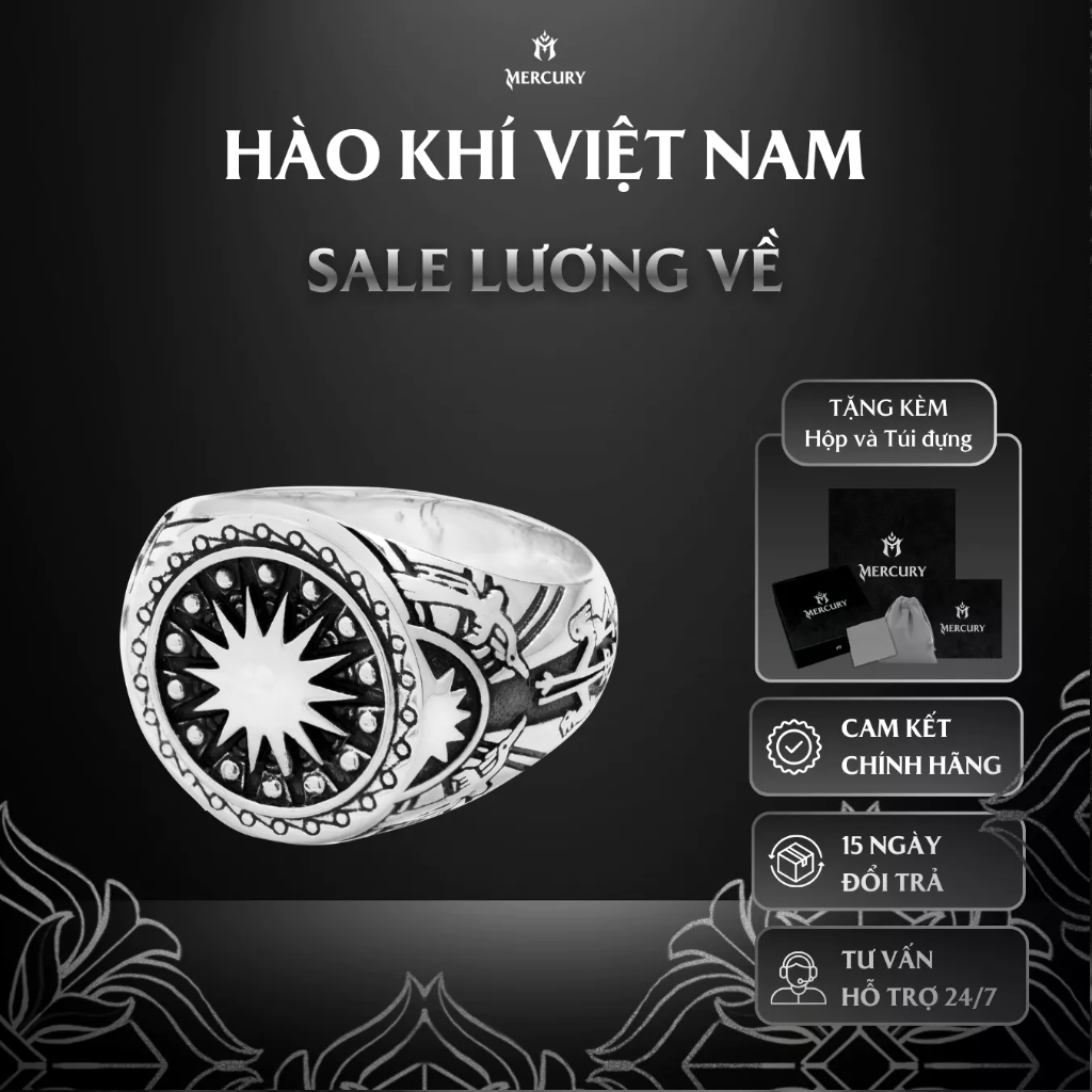 Nhẫn Bạc nam,nữ 925 Mercury Hào Khí Việt Nam - Trang sức Bạc 925 cao cấp - Thiết kế độc quyền bởi Me