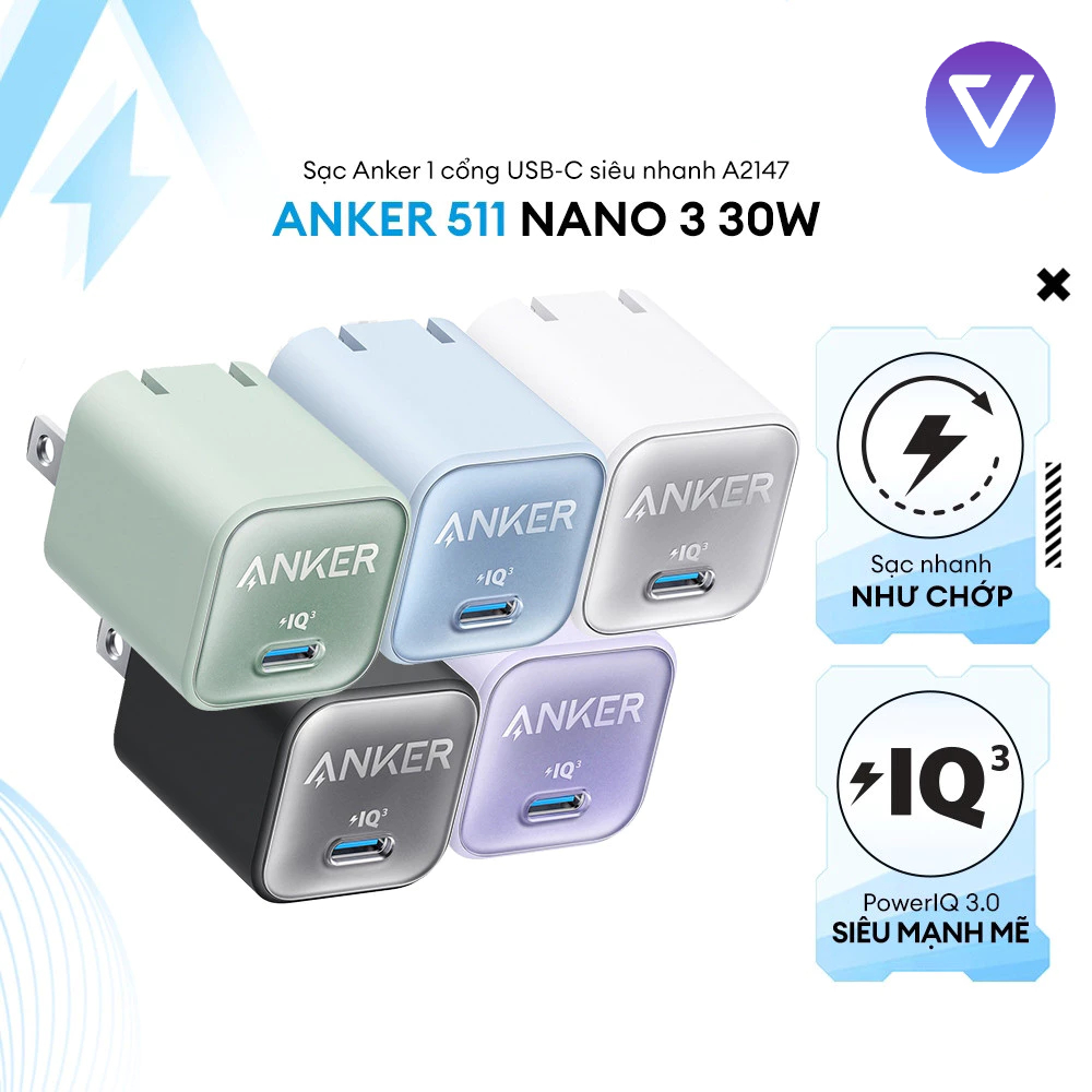 Củ Sạc Anker 511 NANO 3 GAN 30w PD3.0/PPS/QC3.0 - A2147