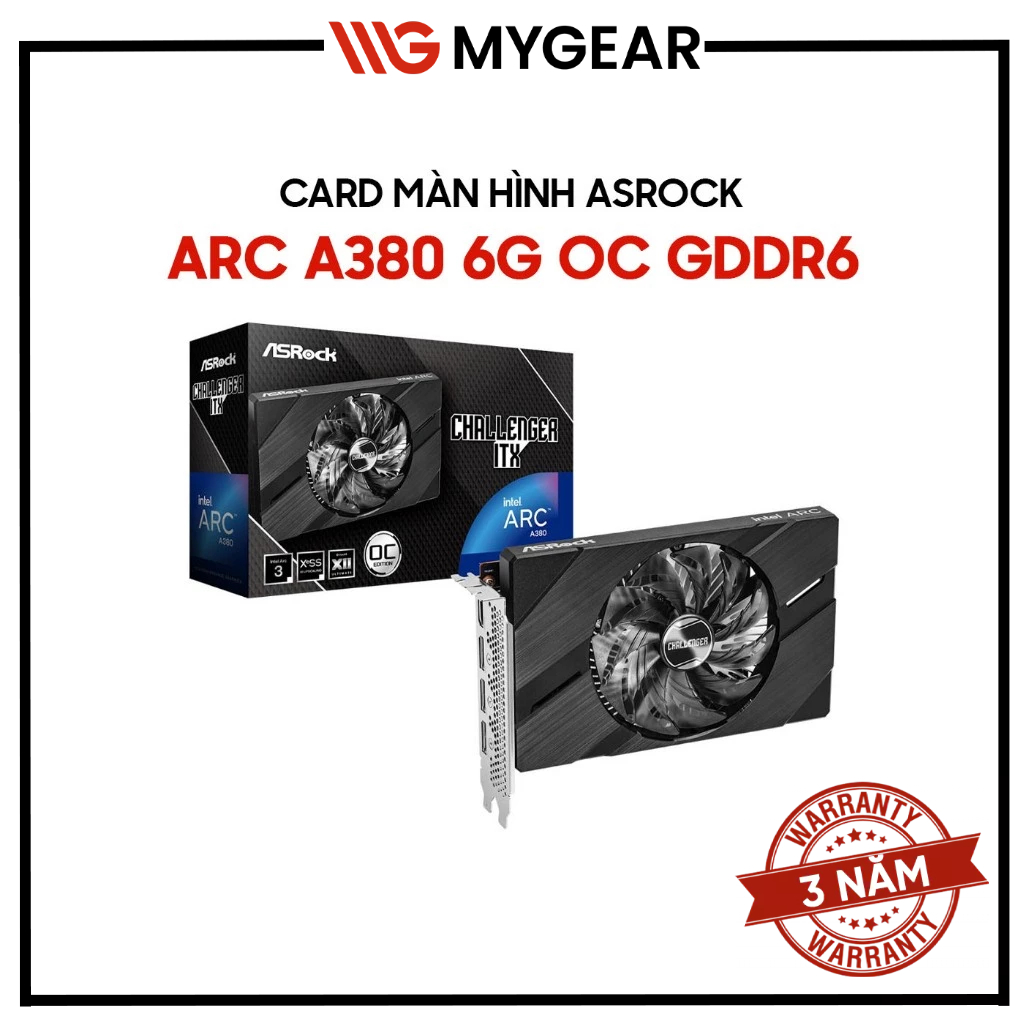 Card màn hình ASRock Intel Arc A380 Challenger ITX OC 6GB GDDR6
