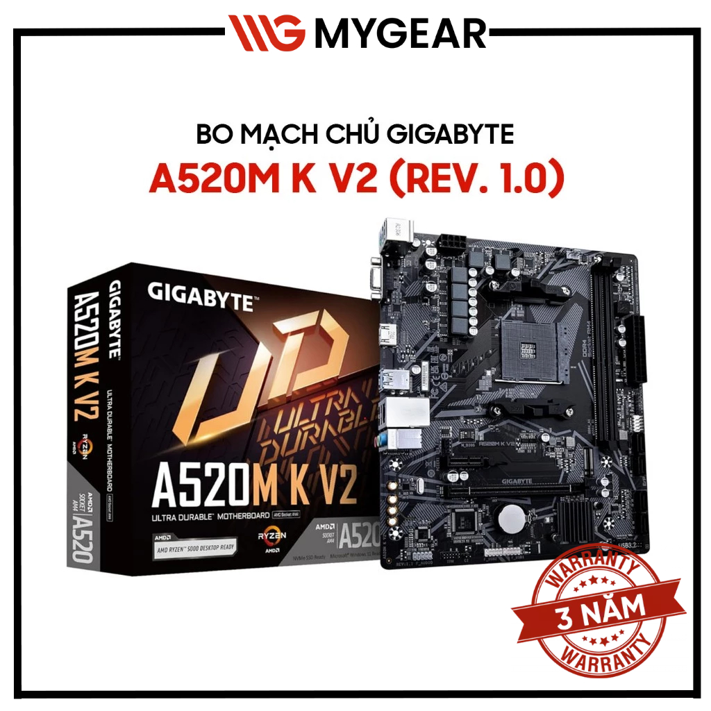 Mainboard Gigabyte A520M K V2 (rev. 1.x) DDR4 - Bảo hành 36 tháng