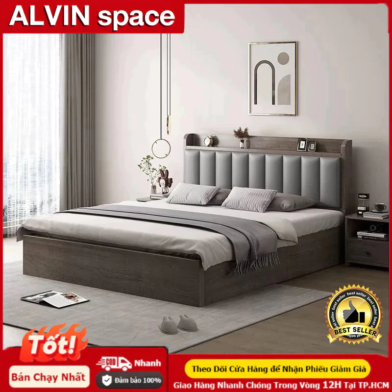 ALVIN Giường Đôi Gỗ Tự Nhiên Cao Cấp Ngăn Chứa Tiện Lợi, Chắc Chắn Và Sang Trọngv Bền ĐẹpĐầu Giường | BigBuy360 - bigbuy360.vn