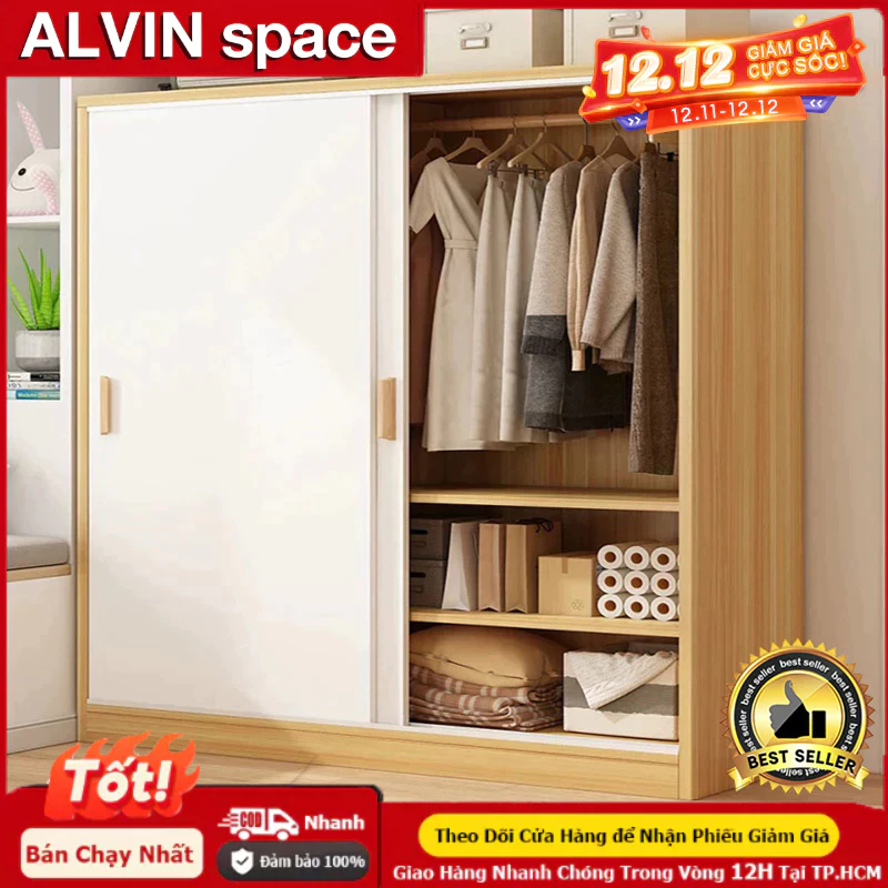 ALVIN Tủ quần áo có cửa trượt hoạt động êm ái sức chứa cực lớn | BigBuy360 - bigbuy360.vn